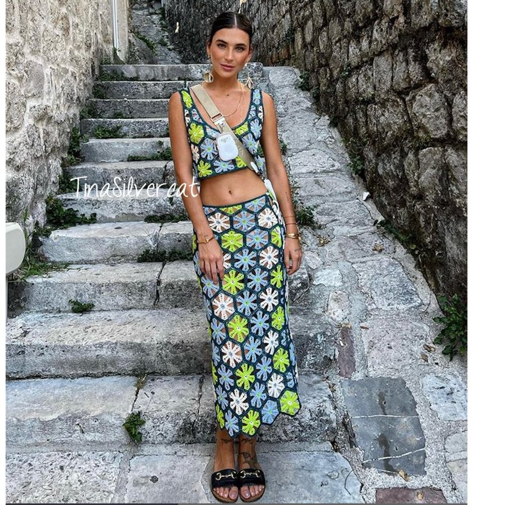 Zara Crochet Knit Top And Skirt Co-ord Set Sz S NWT - Picture 4 of 17